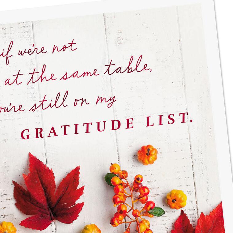 Hallmark You're On My Gratitude List Thanksgiving Card