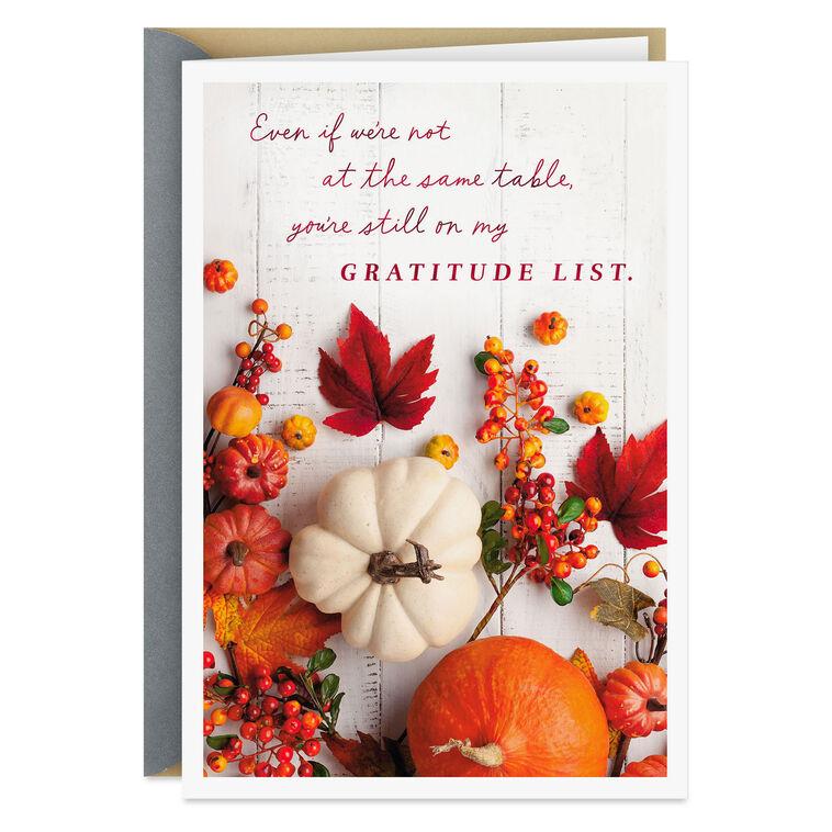 hallmark You're on My Gratitude List Thanksgiving Card