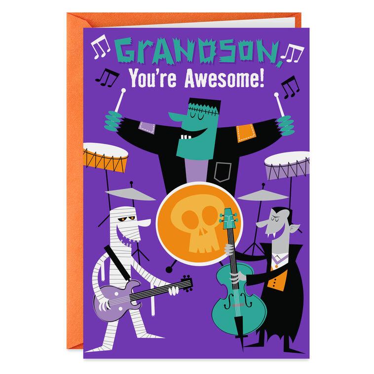 hallmark You Rock Monster Band Halloween Card for Grandson