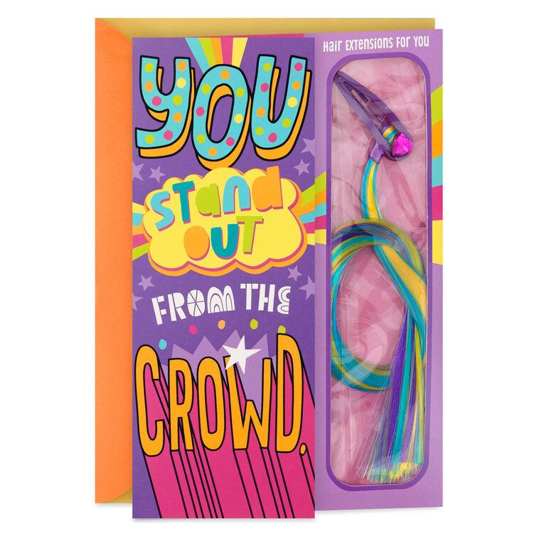 hallmark You Stand Out Birthday Card With Hair Clip and Extensions