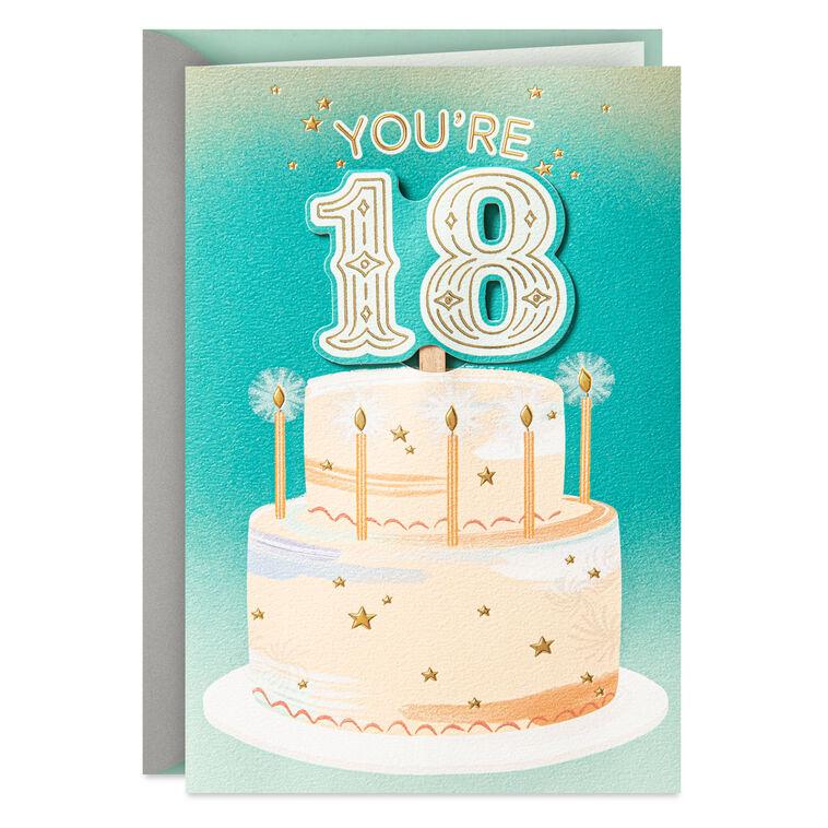 hallmark You've Grown into a Great Person 18th Birthday Card With Cake Topper