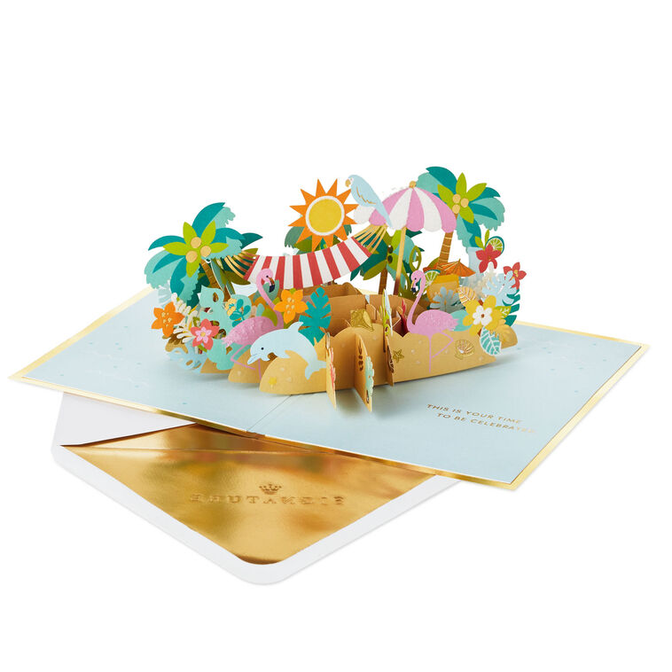 Hallmark Your Time To Celebrate Tropical Beach 3D Pop-Up Card
