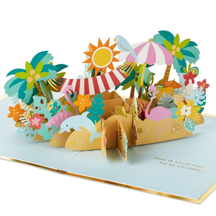 hallmark Your Time to Celebrate Tropical Beach 3D Pop-Up Card