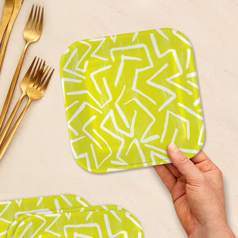 Hallmark Zig-Zag Stripe On Yellow Dessert Plates Pack Of 8
