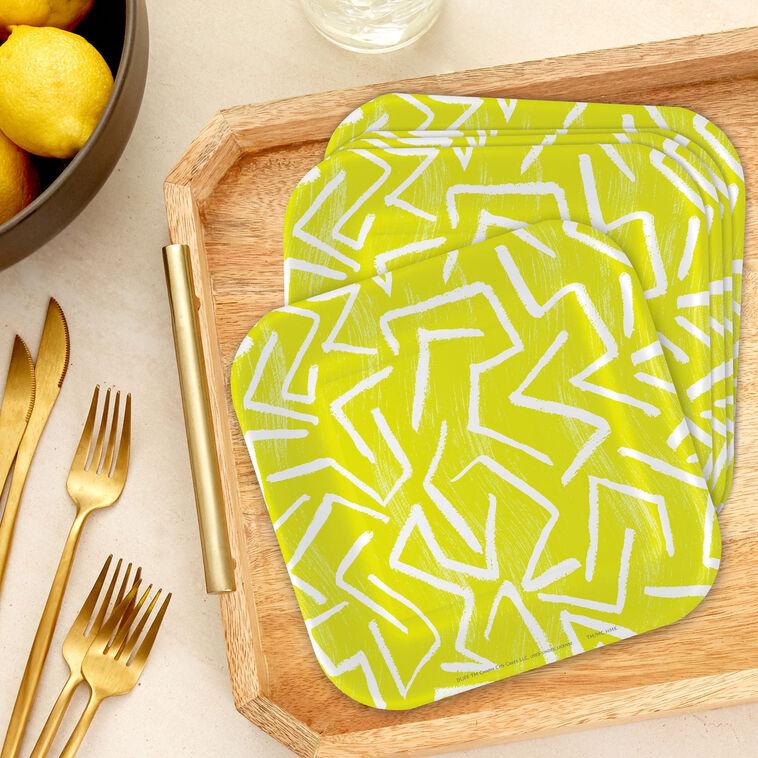 Hallmark Zig-Zag Stripe On Yellow Dessert Plates Pack Of 8