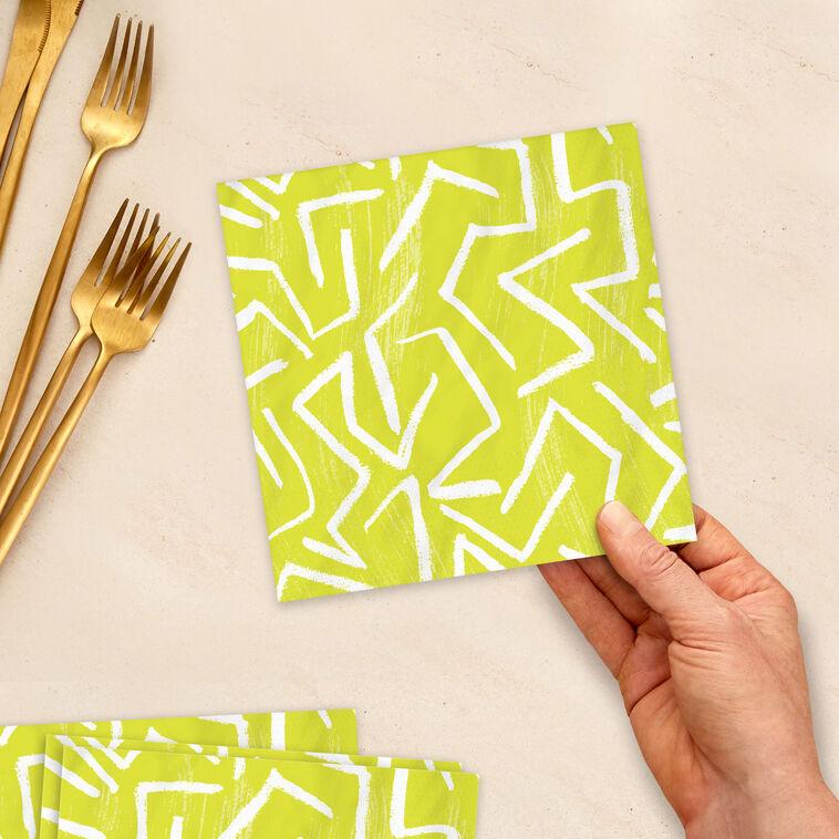 Hallmark Zig-Zag Stripe On Yellow Dinner Napkins Pack Of 20