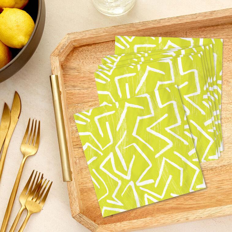 Hallmark Zig-Zag Stripe On Yellow Dinner Napkins Pack Of 20