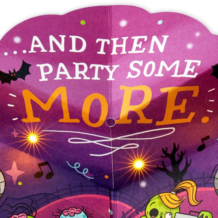 Hallmark Zombie Dance Party Funny Musical Pop-Up Halloween Card With Light