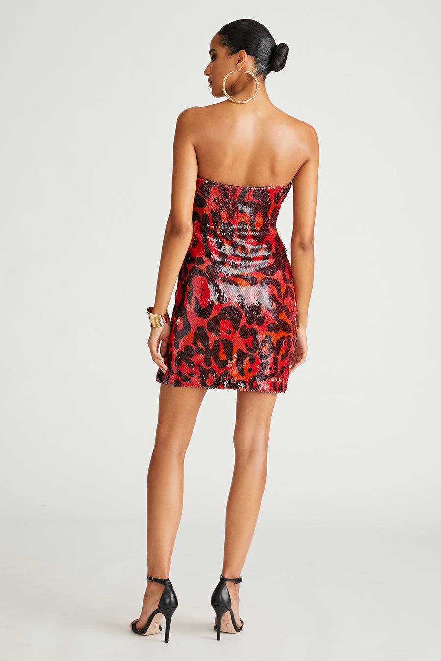 Halston Heritage Ari Dress In Printed Sequin