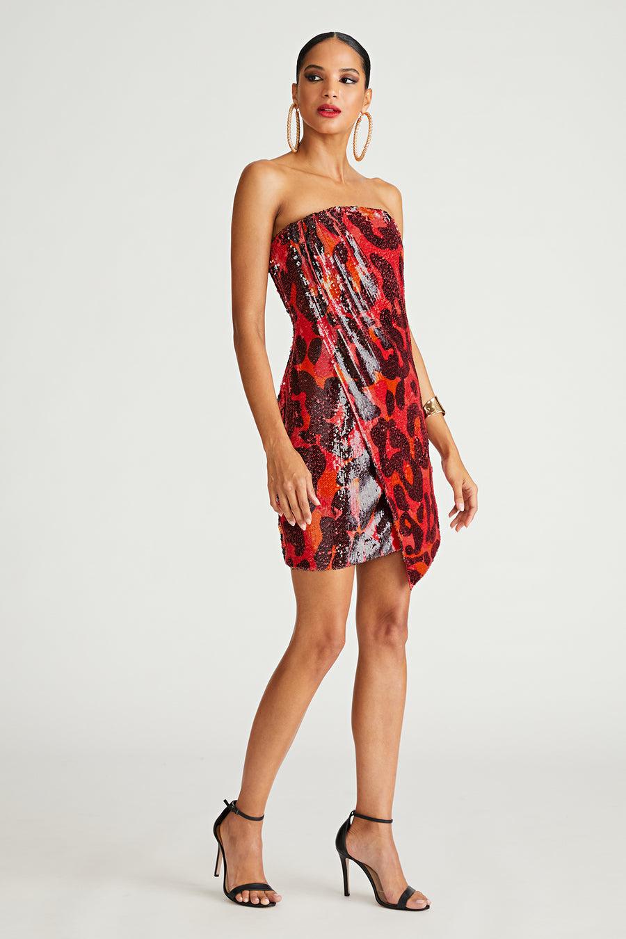 Halston Heritage Ari Dress In Printed Sequin