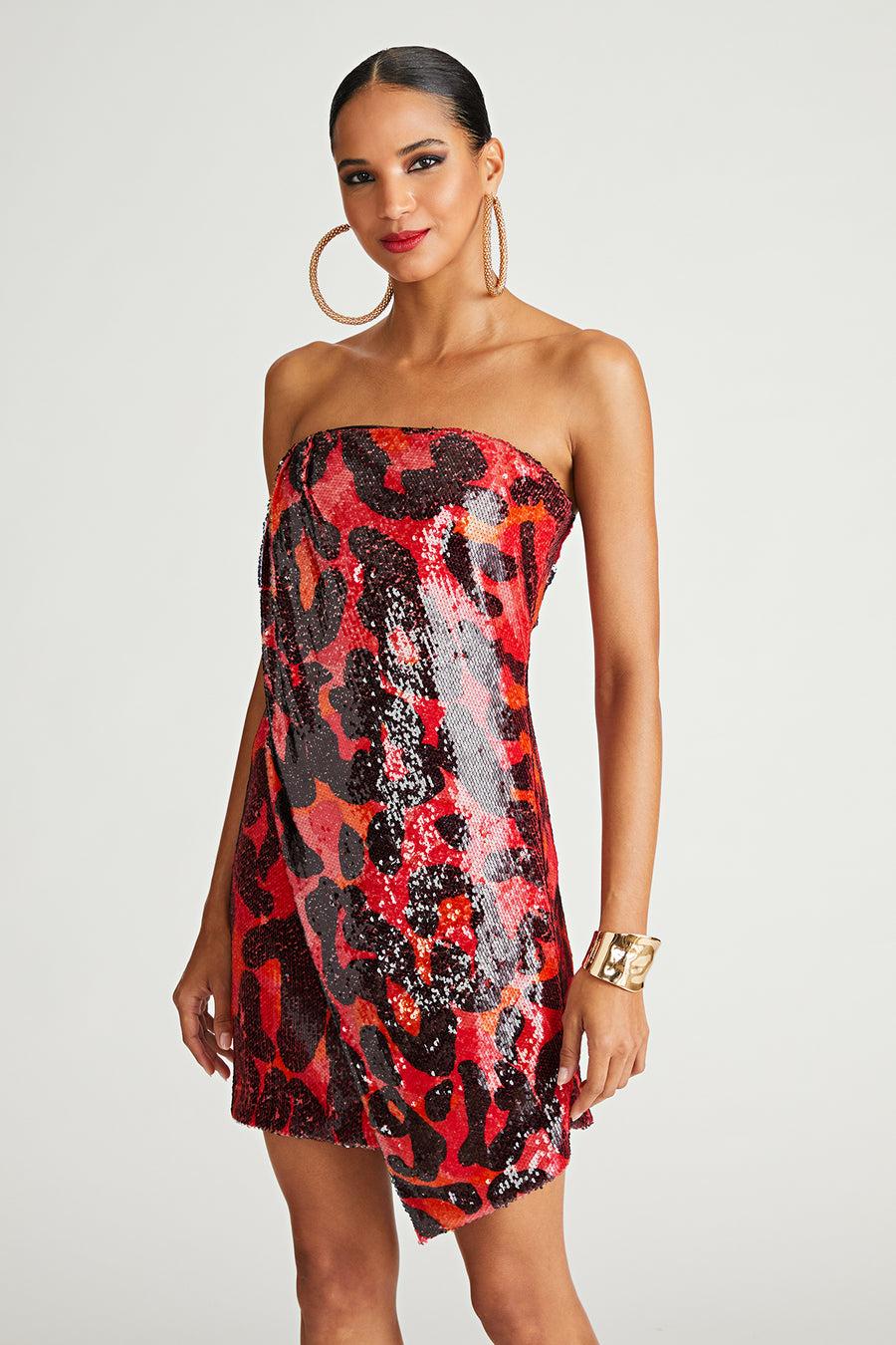 Halston Heritage Ari Dress In Printed Sequin