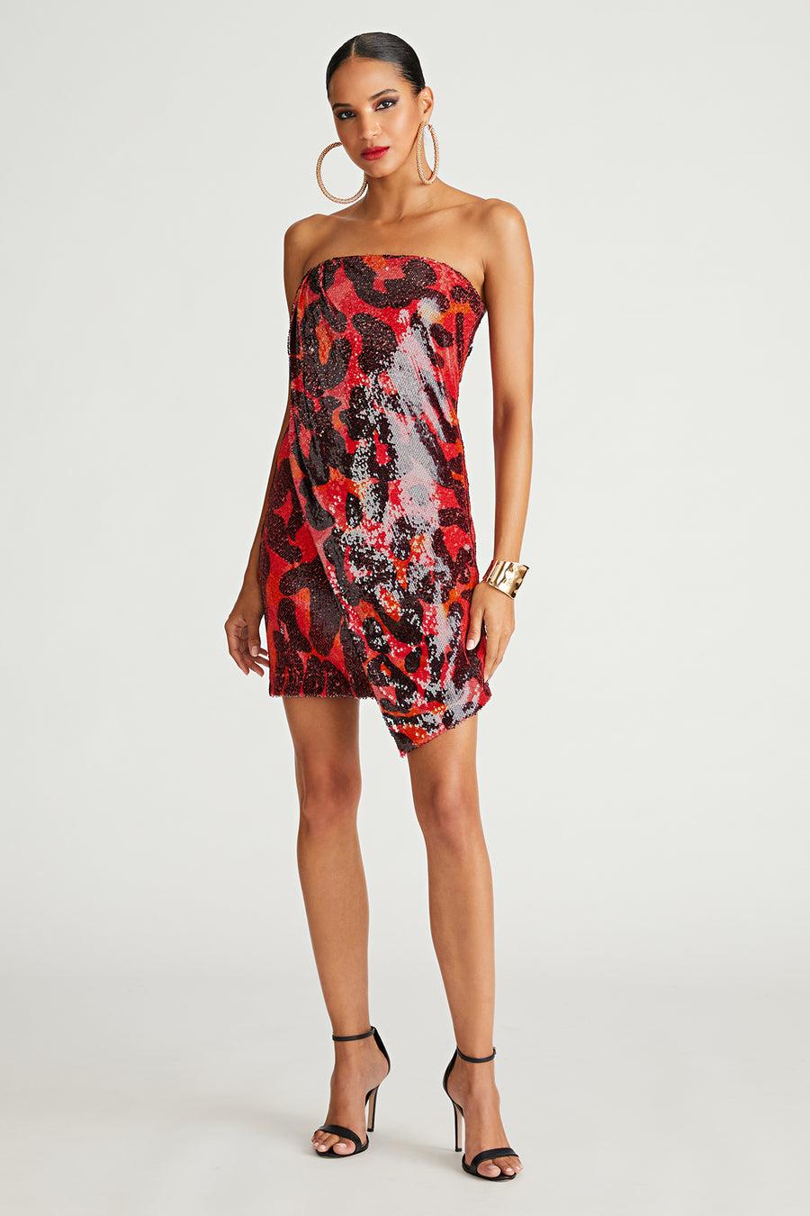 halston heritage Ari Dress In Printed Sequin