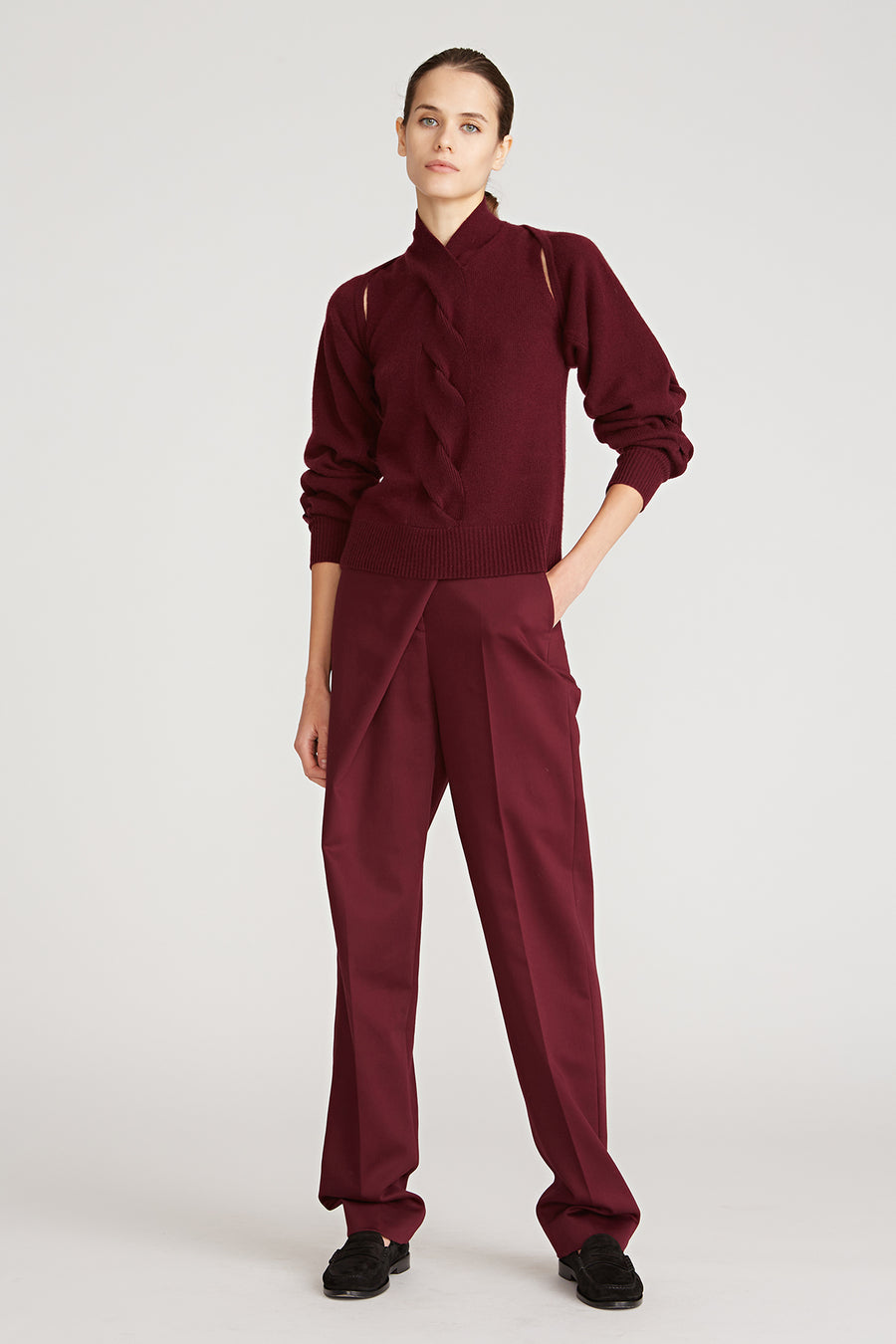 halston heritage Auden Wool Cash Cable Shrug