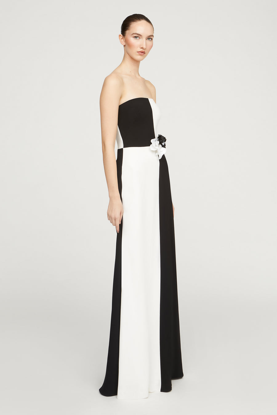 Halston Heritage Cassia Crepe Color Block Gown
