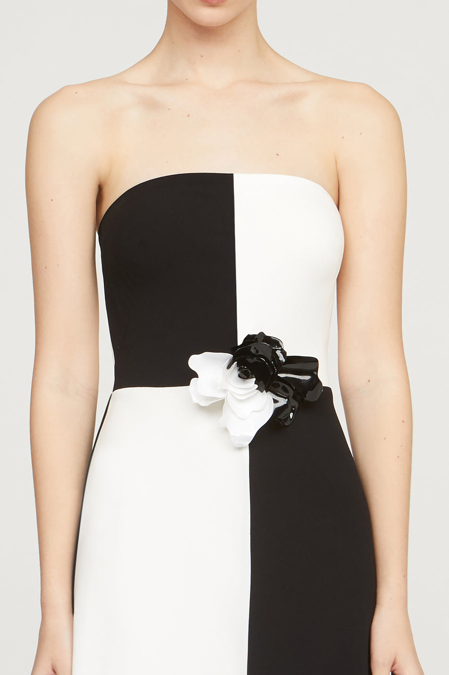 Halston Heritage Cassia Crepe Color Block Gown
