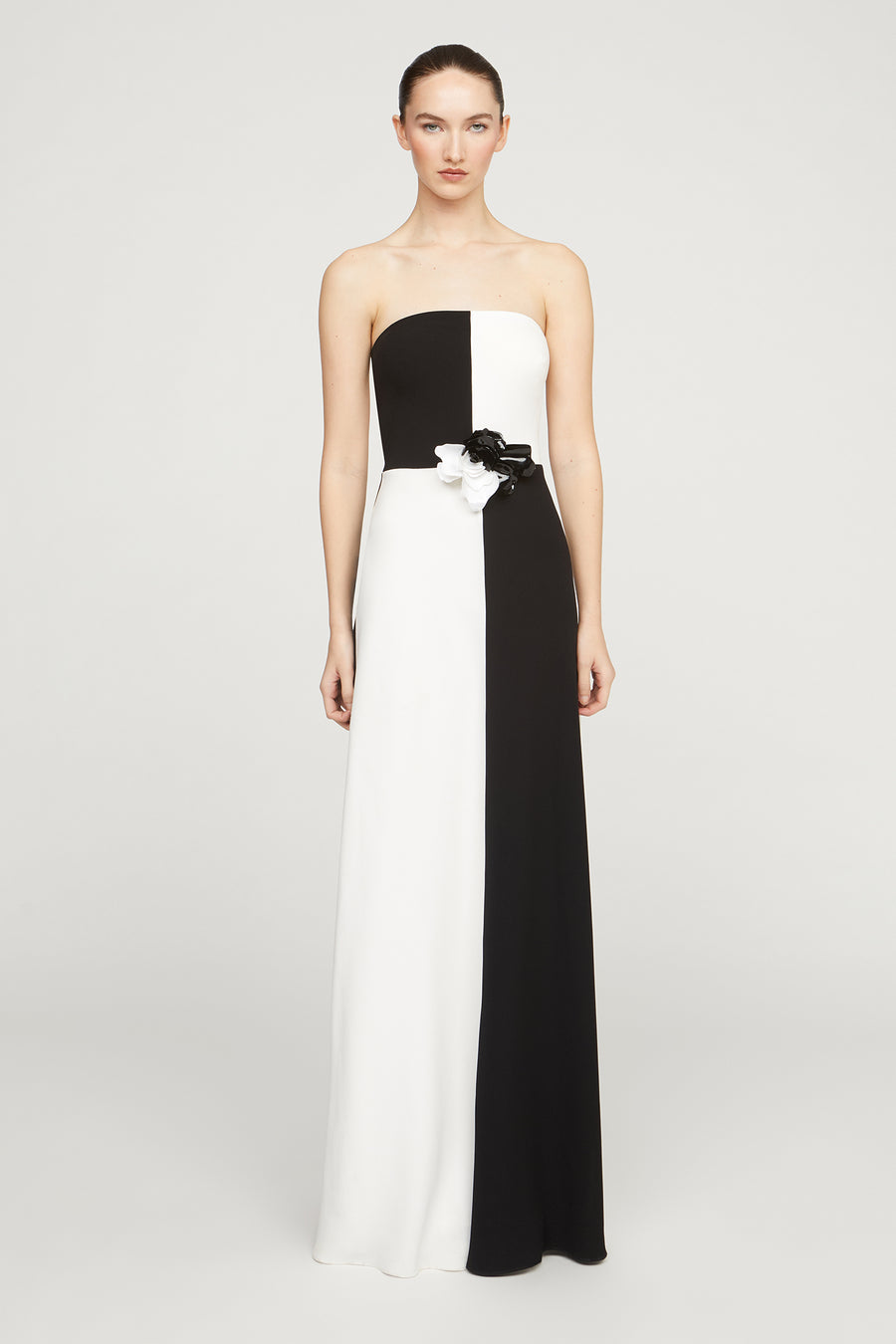 halston heritage Cassia Crepe Color Block Gown