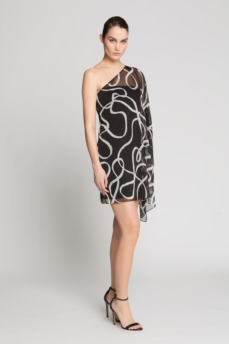 Halston Heritage Chiffon Caftan Mini