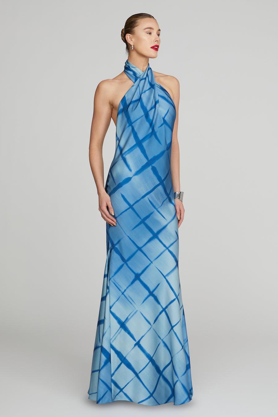 Halston Heritage Corinne Printed Satin Gown