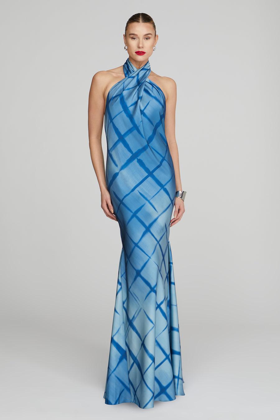 halston heritage Corinne Printed Satin Gown