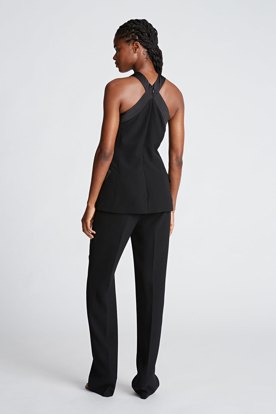 Halston Heritage Drew Jumpsuit In Crepe/Satin
