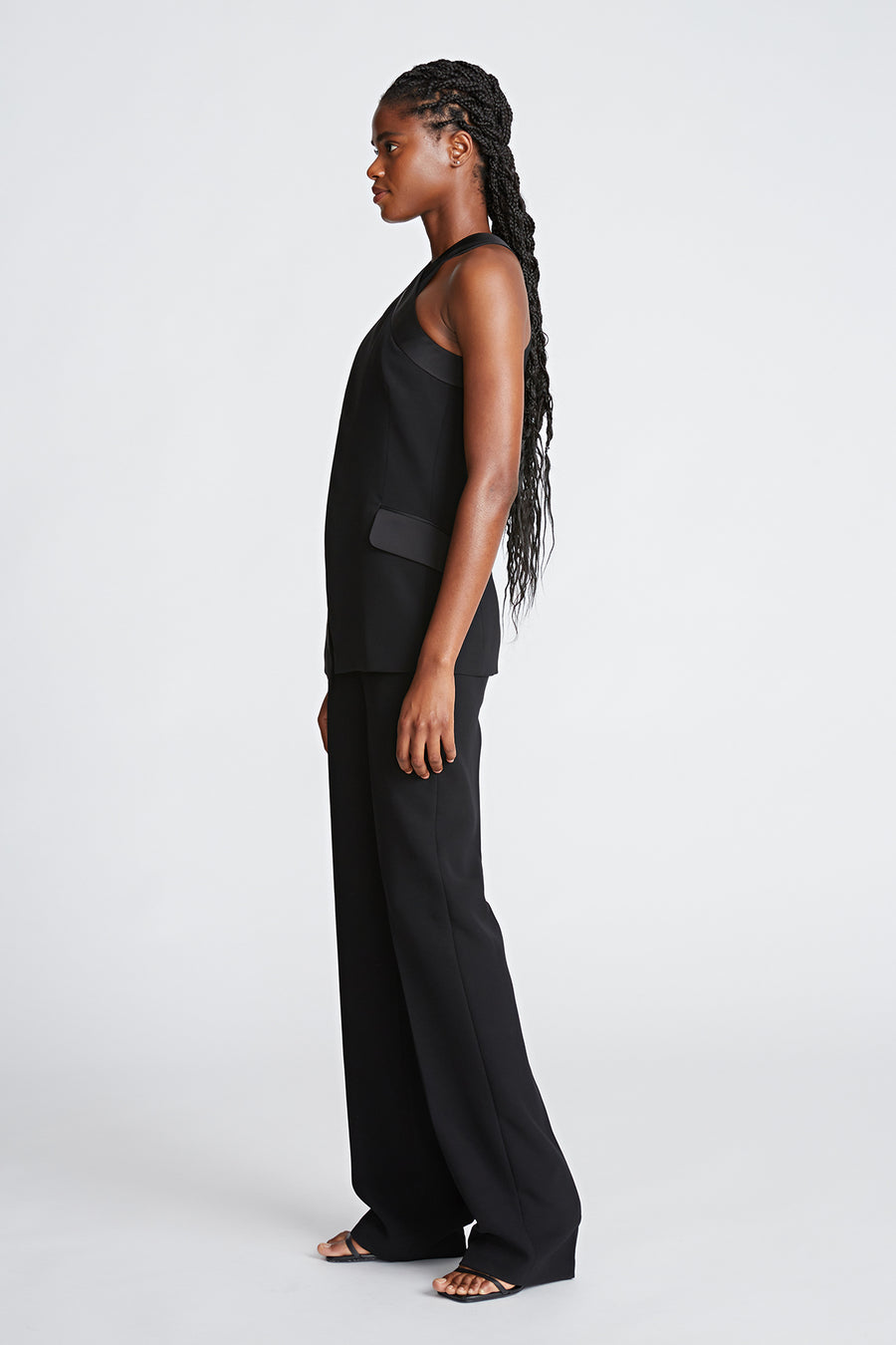 Halston Heritage Drew Jumpsuit In Crepe/Satin