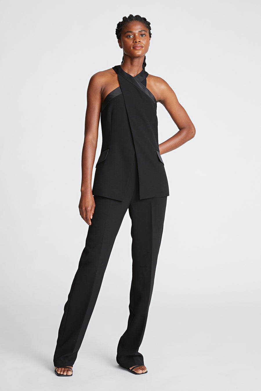 Halston Heritage Drew Jumpsuit In Crepe/Satin