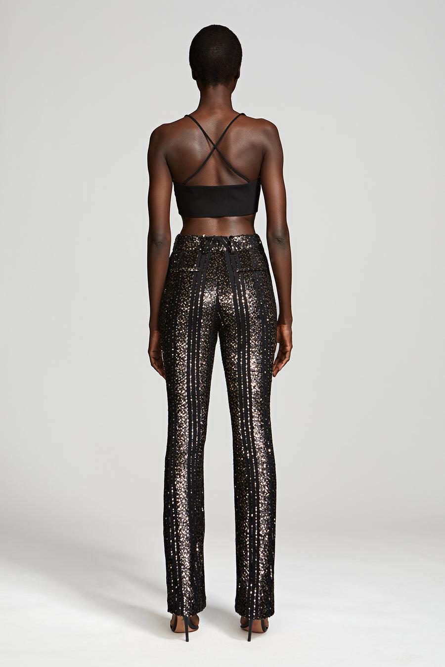 Halston Heritage Elka Pants In Striped Sequin