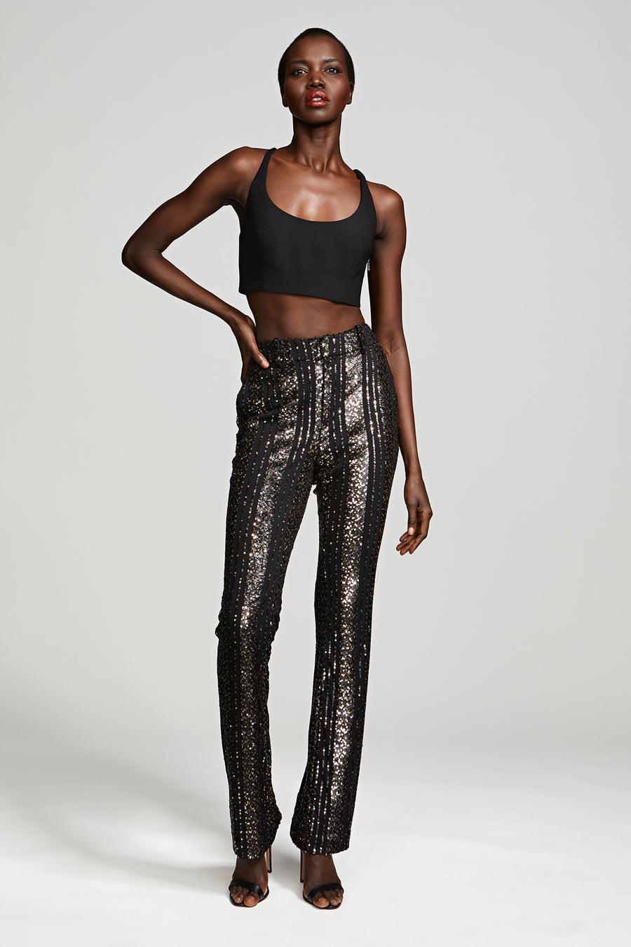halston heritage Elka Pants In Striped Sequin