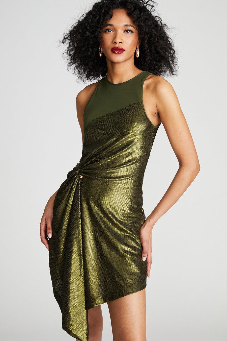 Halston Heritage Ida Dress In Sequin And Jersey