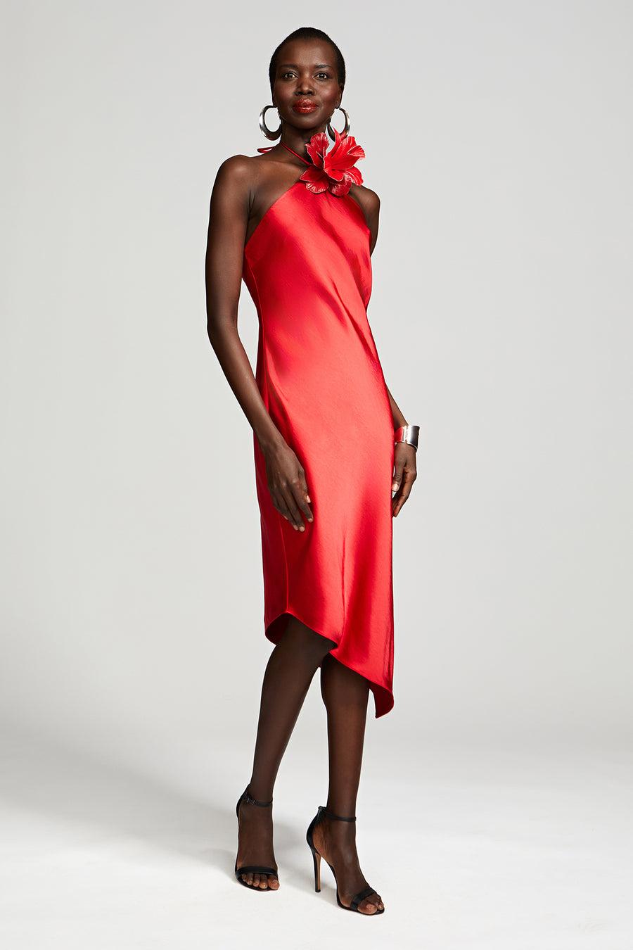 Halston Heritage Joellen Dress In Crushed Satin