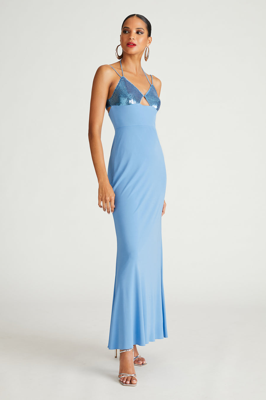 Halston Heritage Kasen Gown In Jersey & Sequin