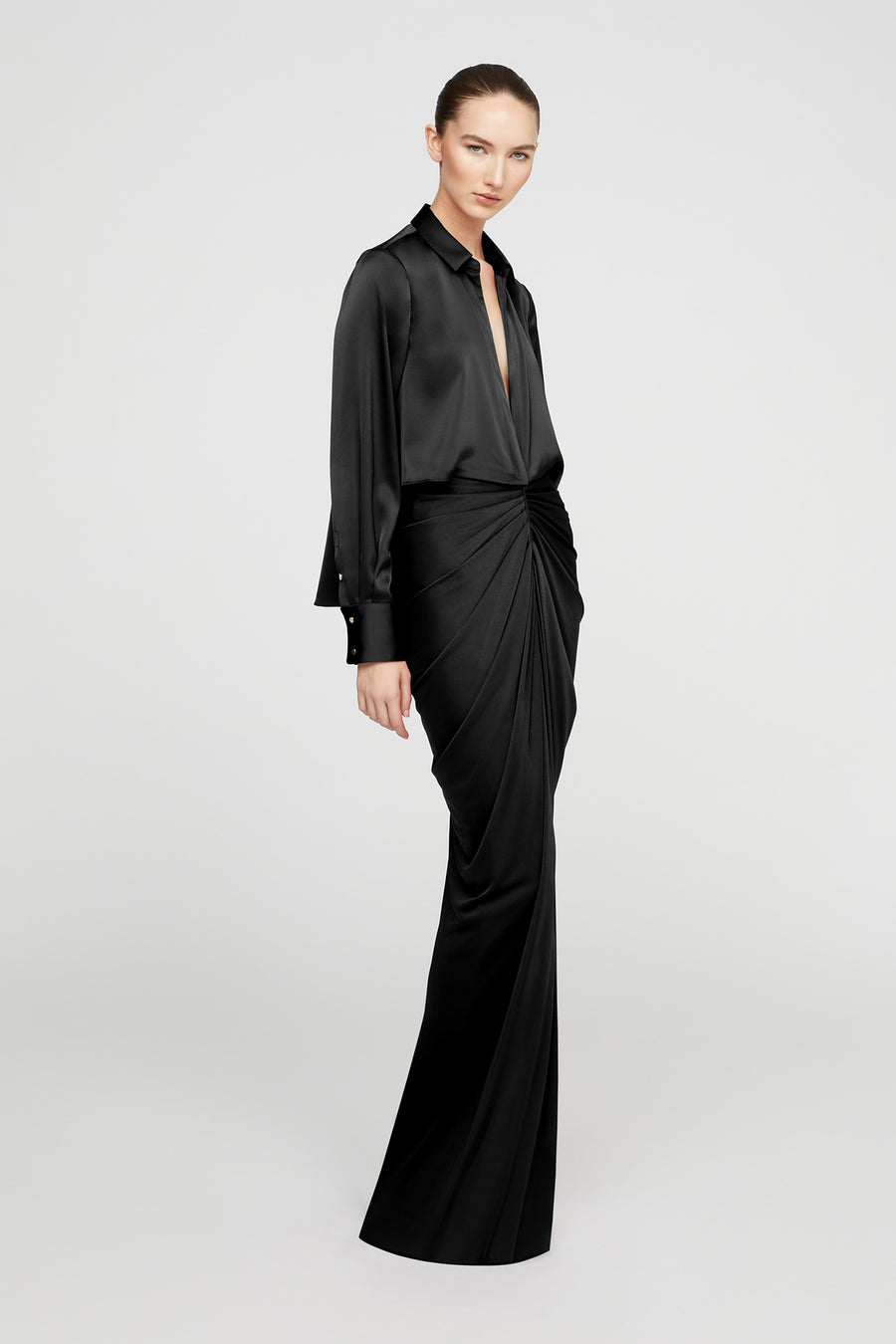 Halston Heritage Katrine Jersey And Satin Gown
