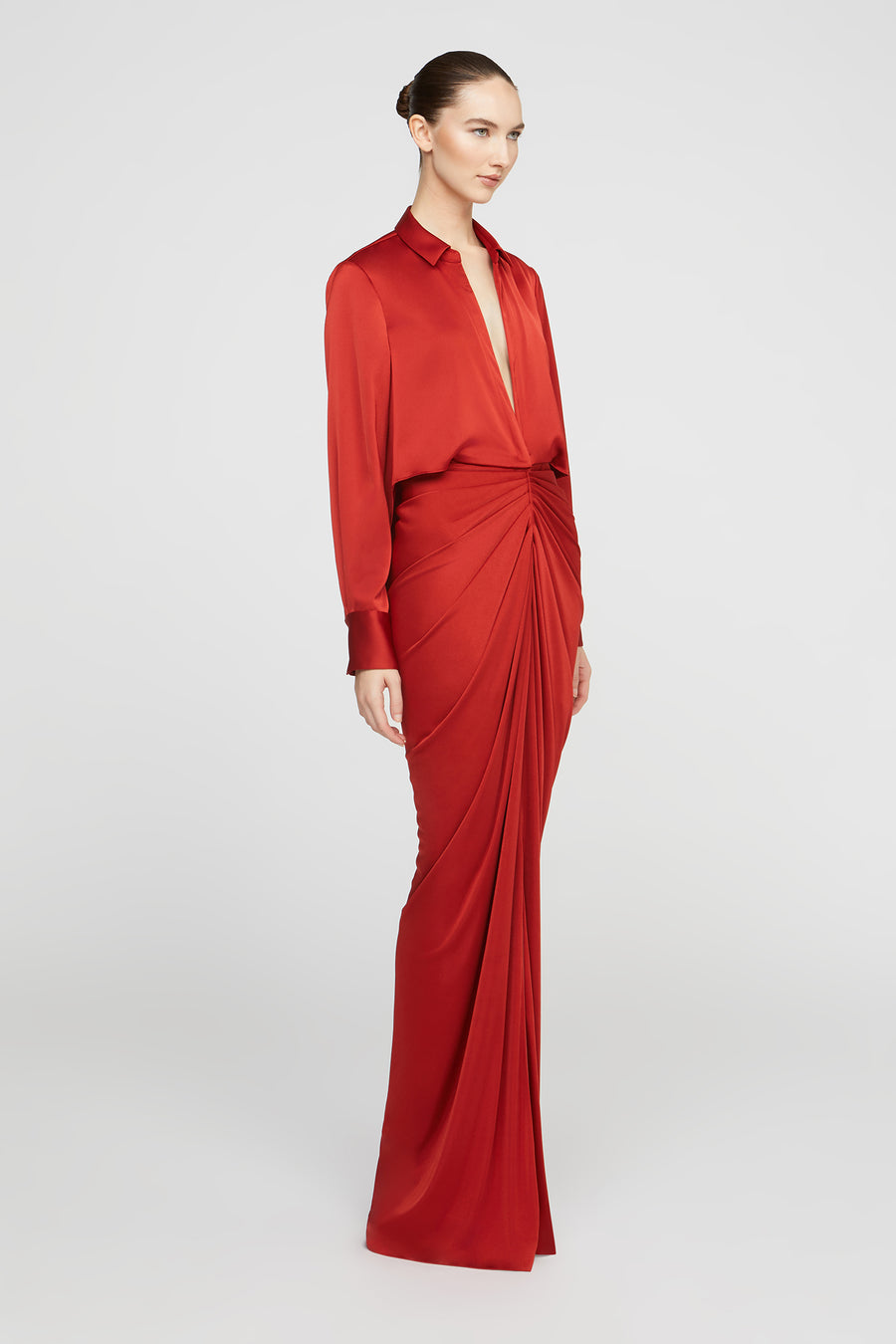 Halston Heritage Katrine Jersey And Satin Gown