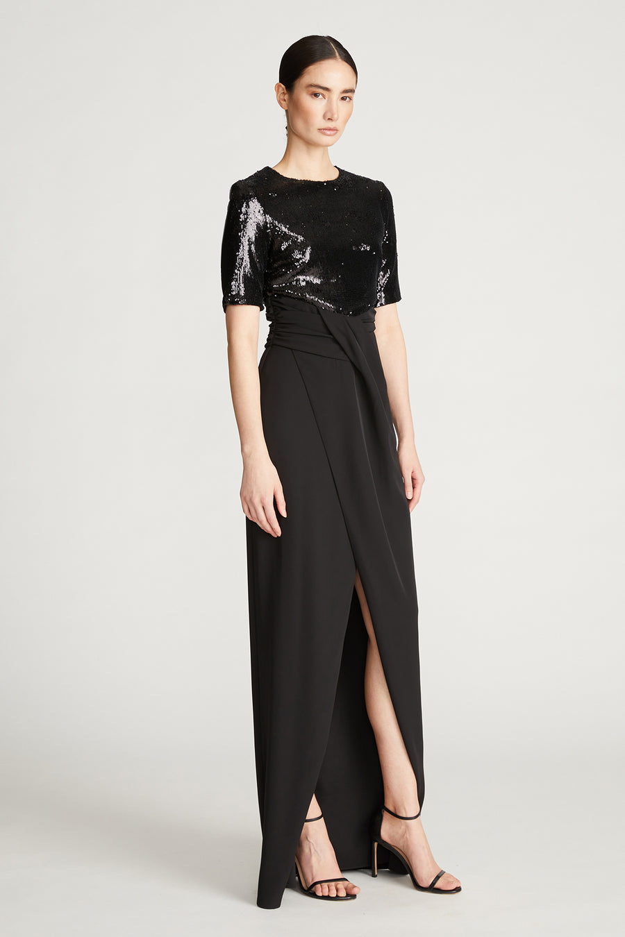 Halston Heritage Keagan Gown In Sequin & Crepe