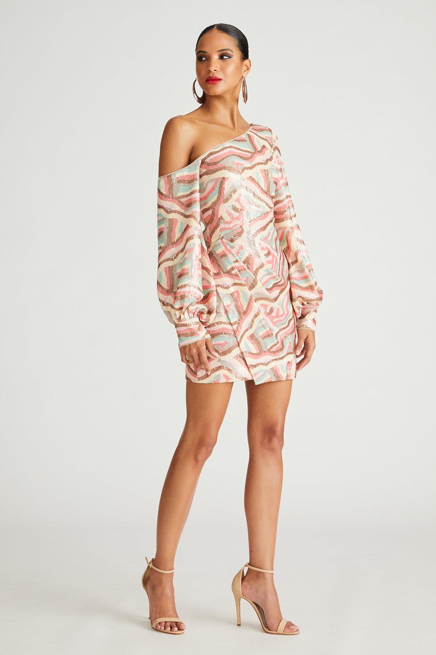 Halston Heritage Kimora Dress In Geode Sequin