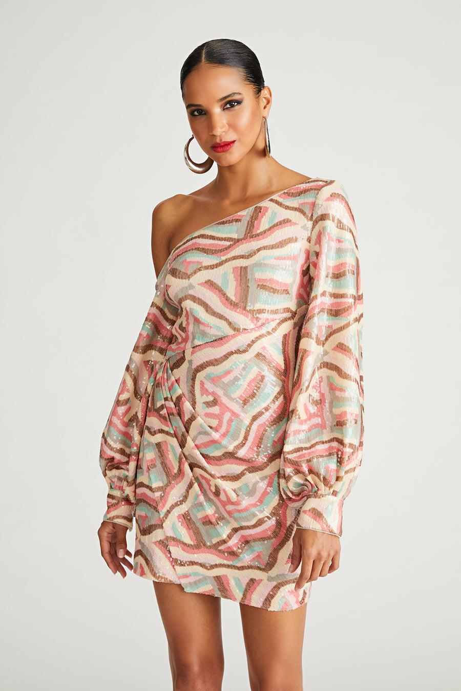 Halston Heritage Kimora Dress In Geode Sequin