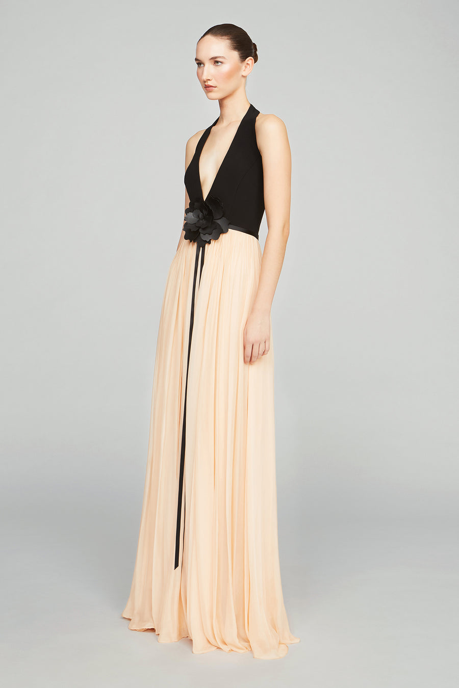 Halston Heritage Kinslee Crepe And Chiffon Gown
