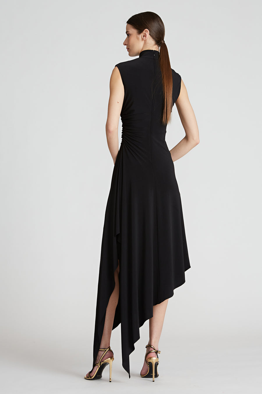 Halston Heritage Layla Jersey Side Drape Dress