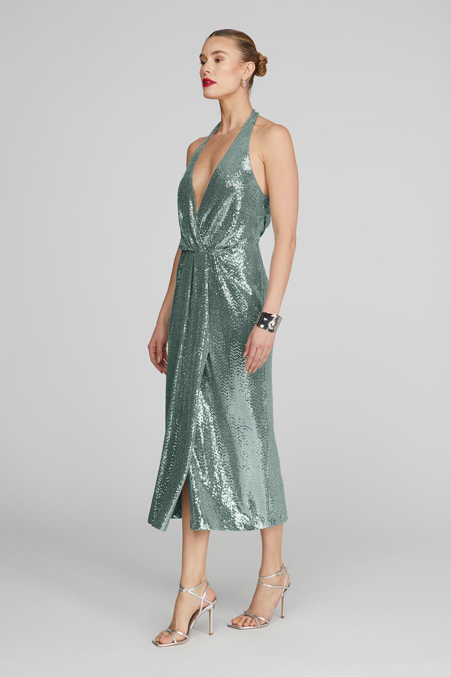 Halston Heritage Leonie Disco Jersey Midi