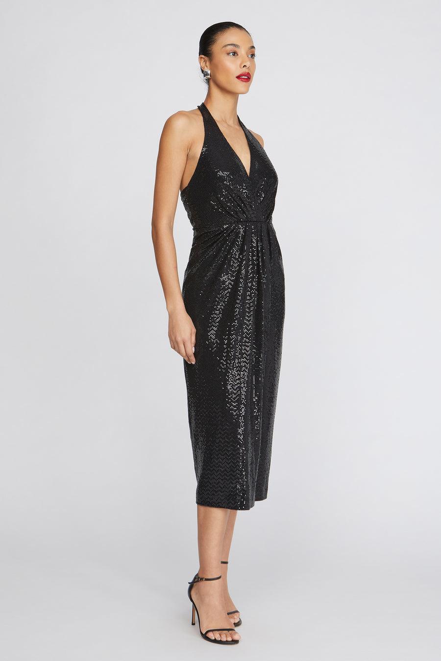 Halston Heritage Leonie Disco Jersey Midi