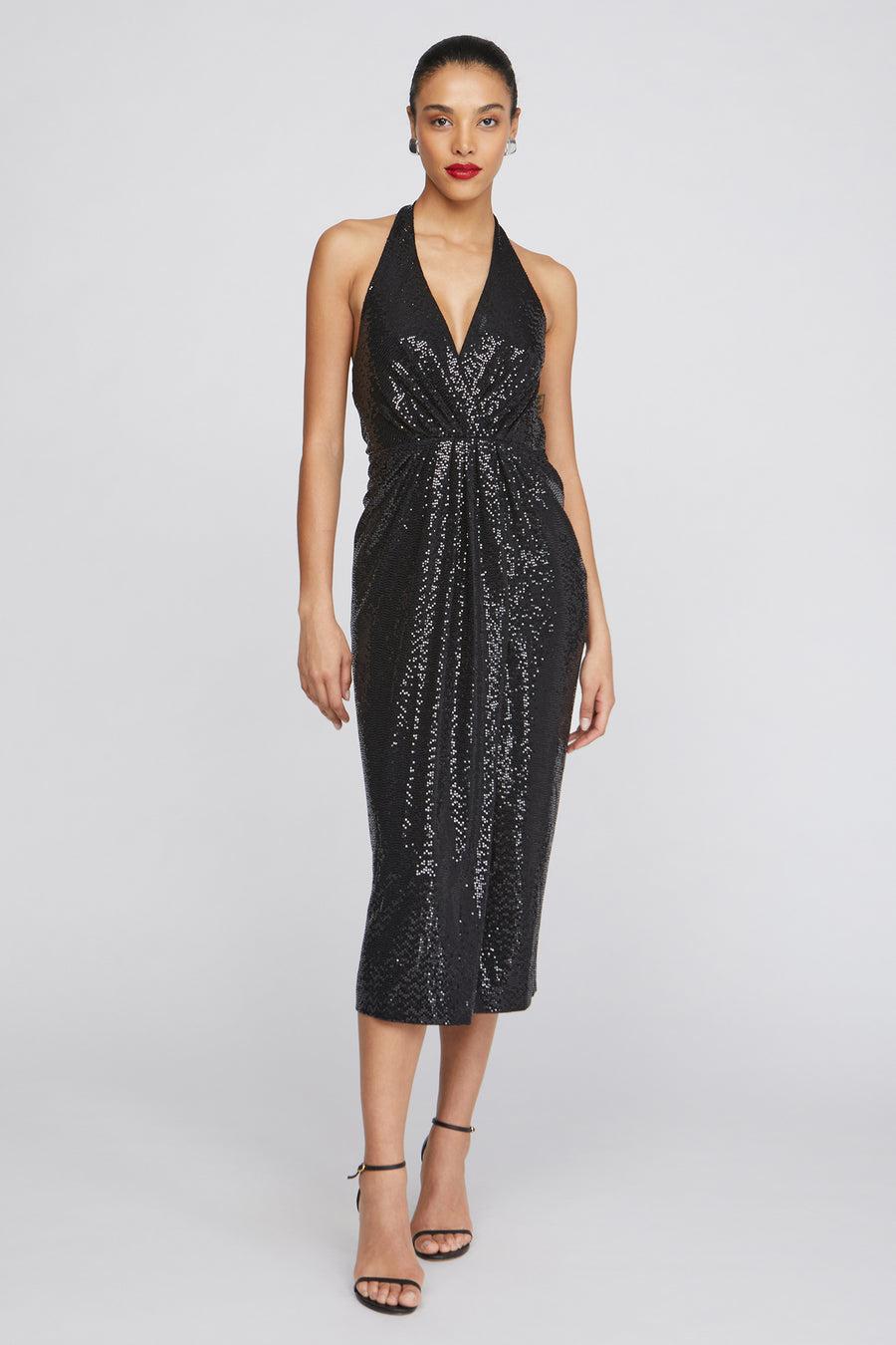 halston heritage Leonie Disco Jersey Midi