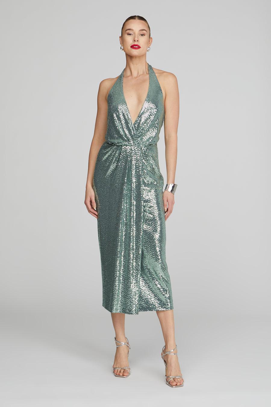 halston heritage Leonie Disco Jersey Midi