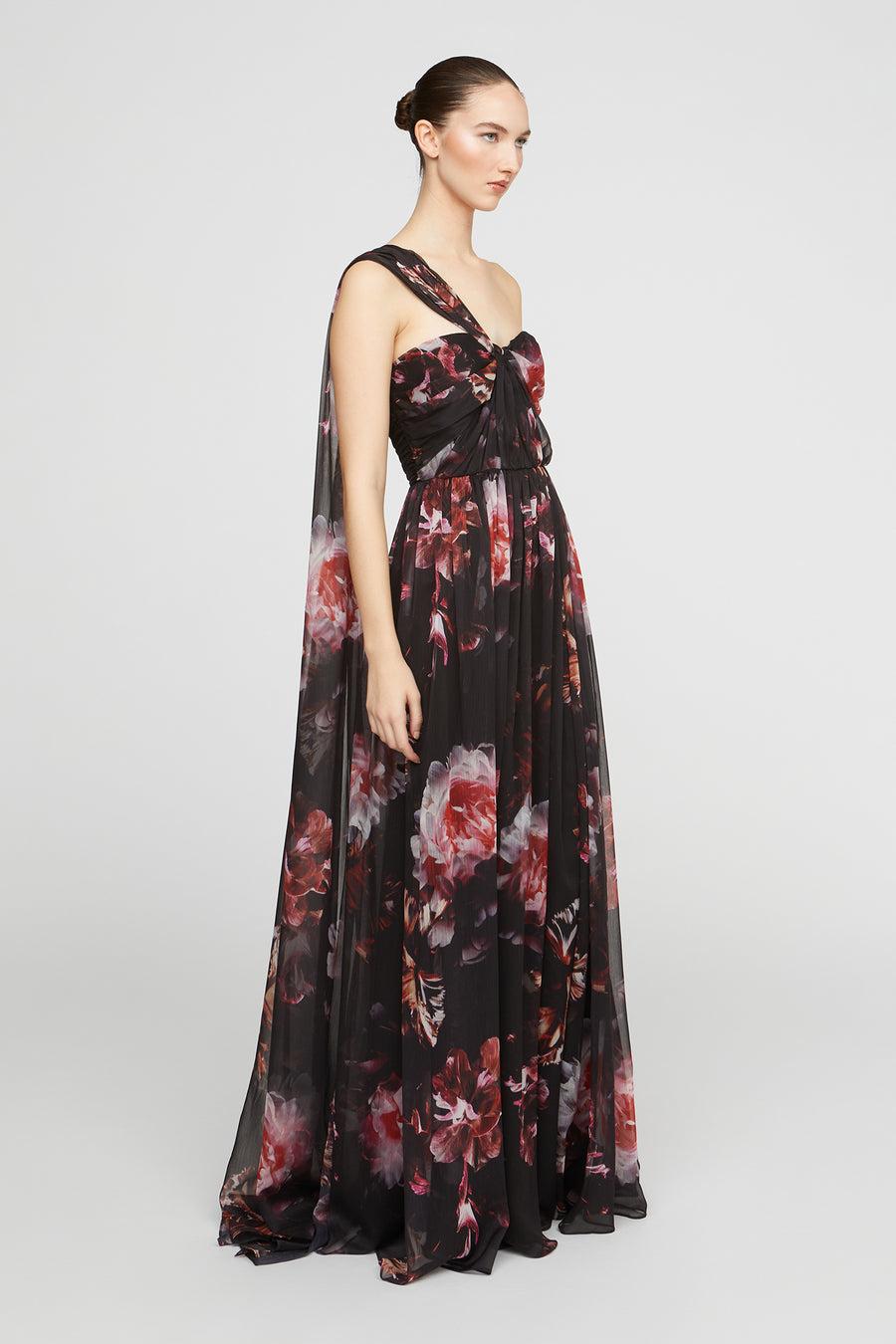 halston Heritage Lina Chiffon Gown