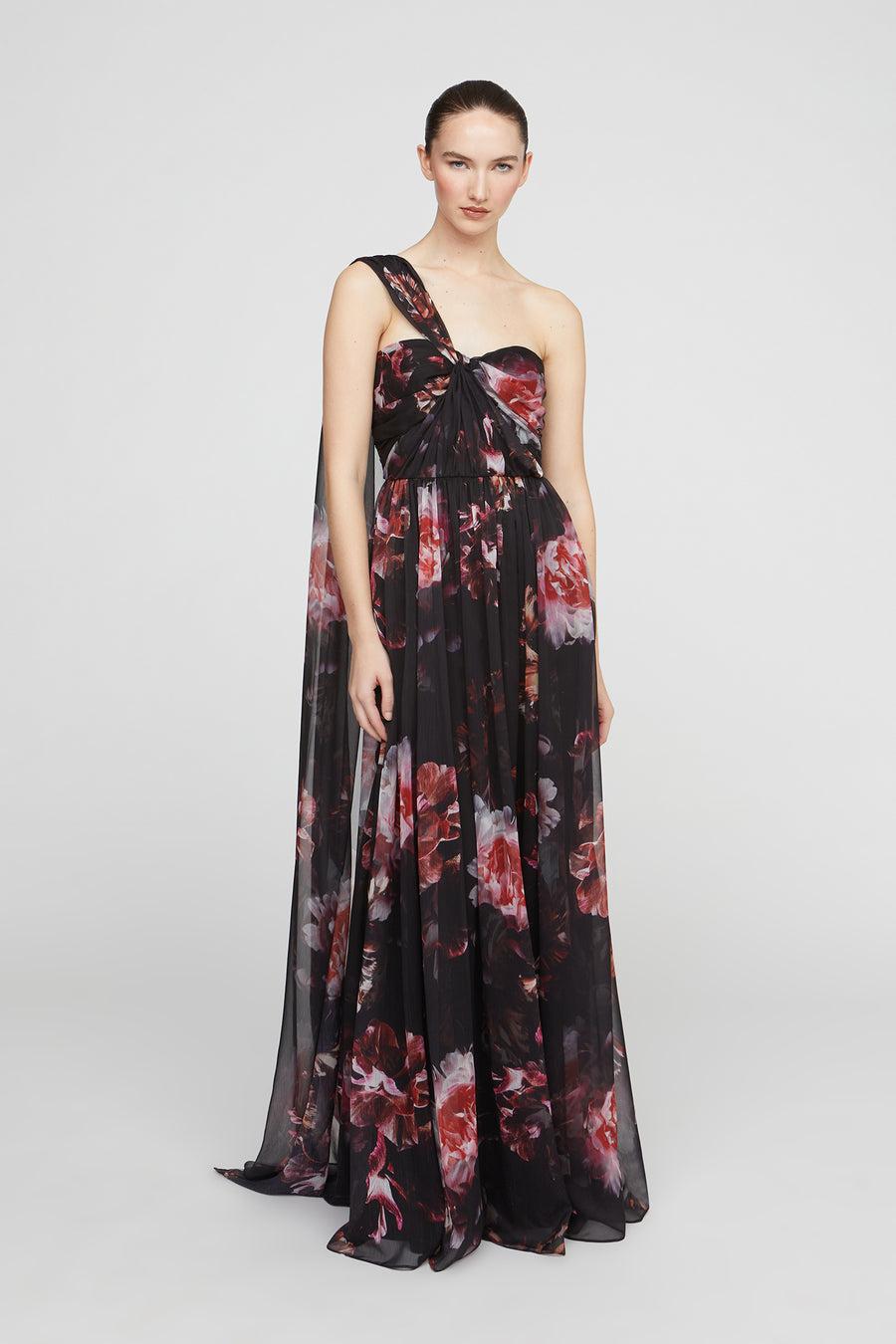 halston heritage Lina Chiffon Gown