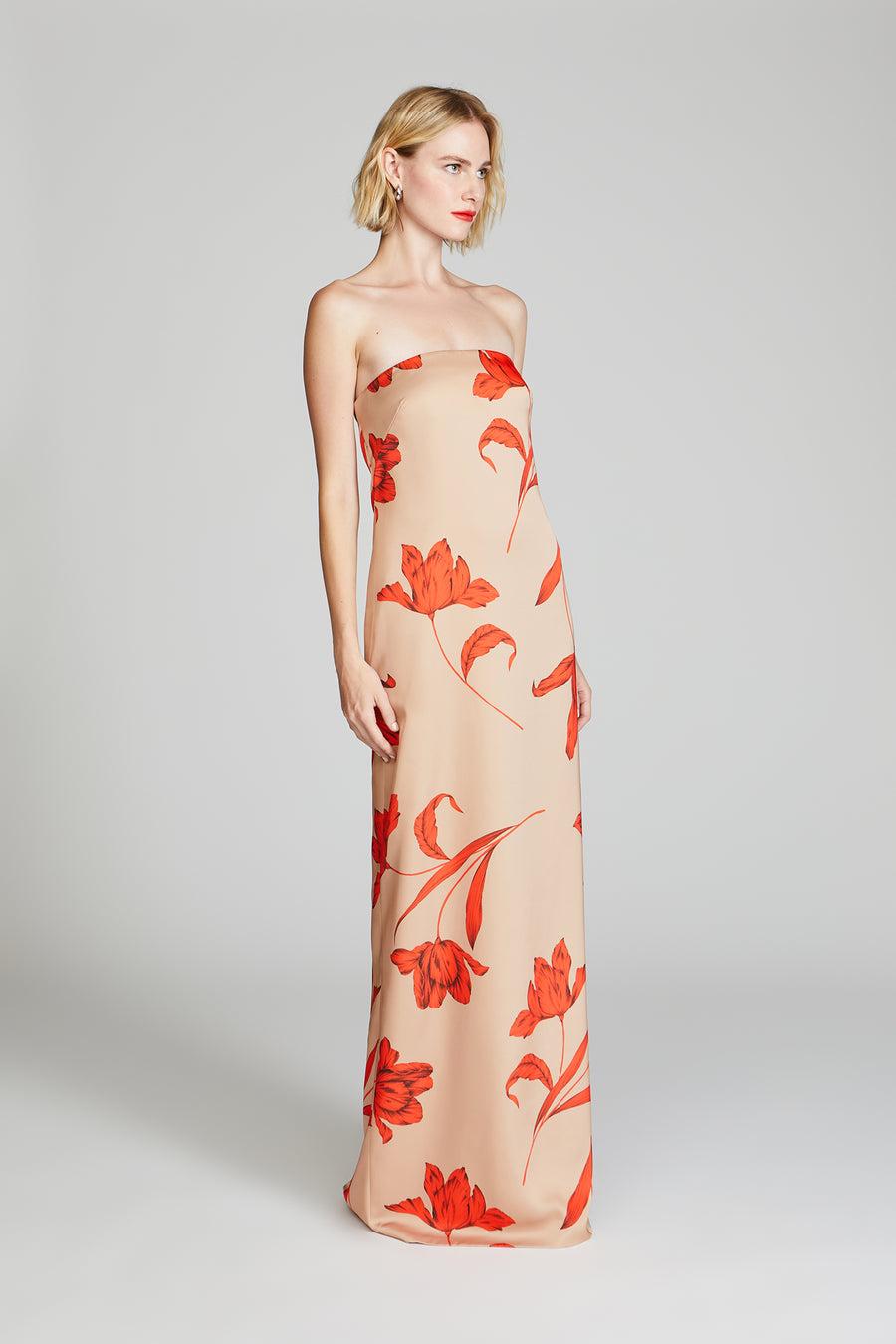 Halston Heritage Manuela Strapless Printed Gown