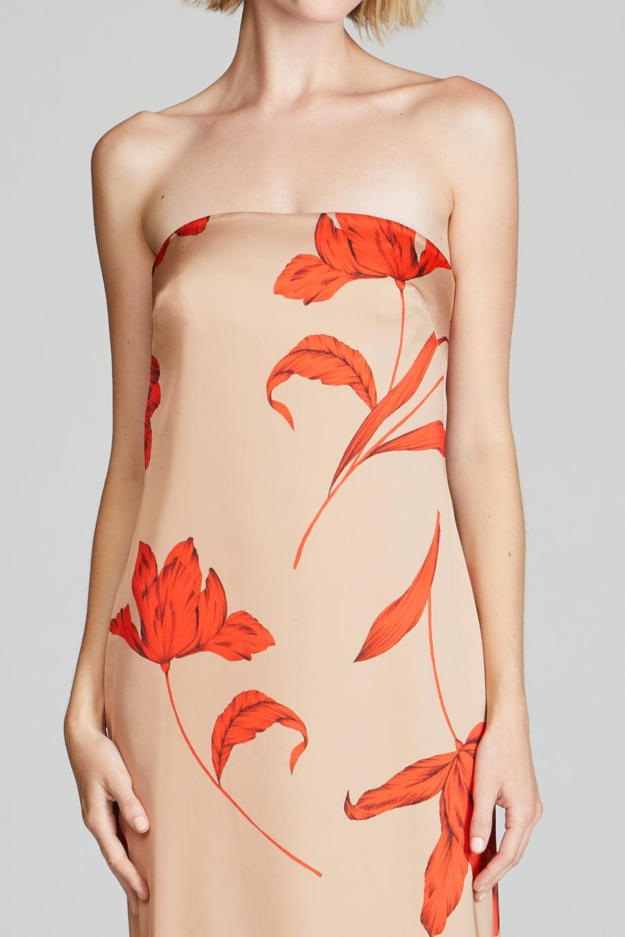 Halston Heritage Manuela Strapless Printed Gown