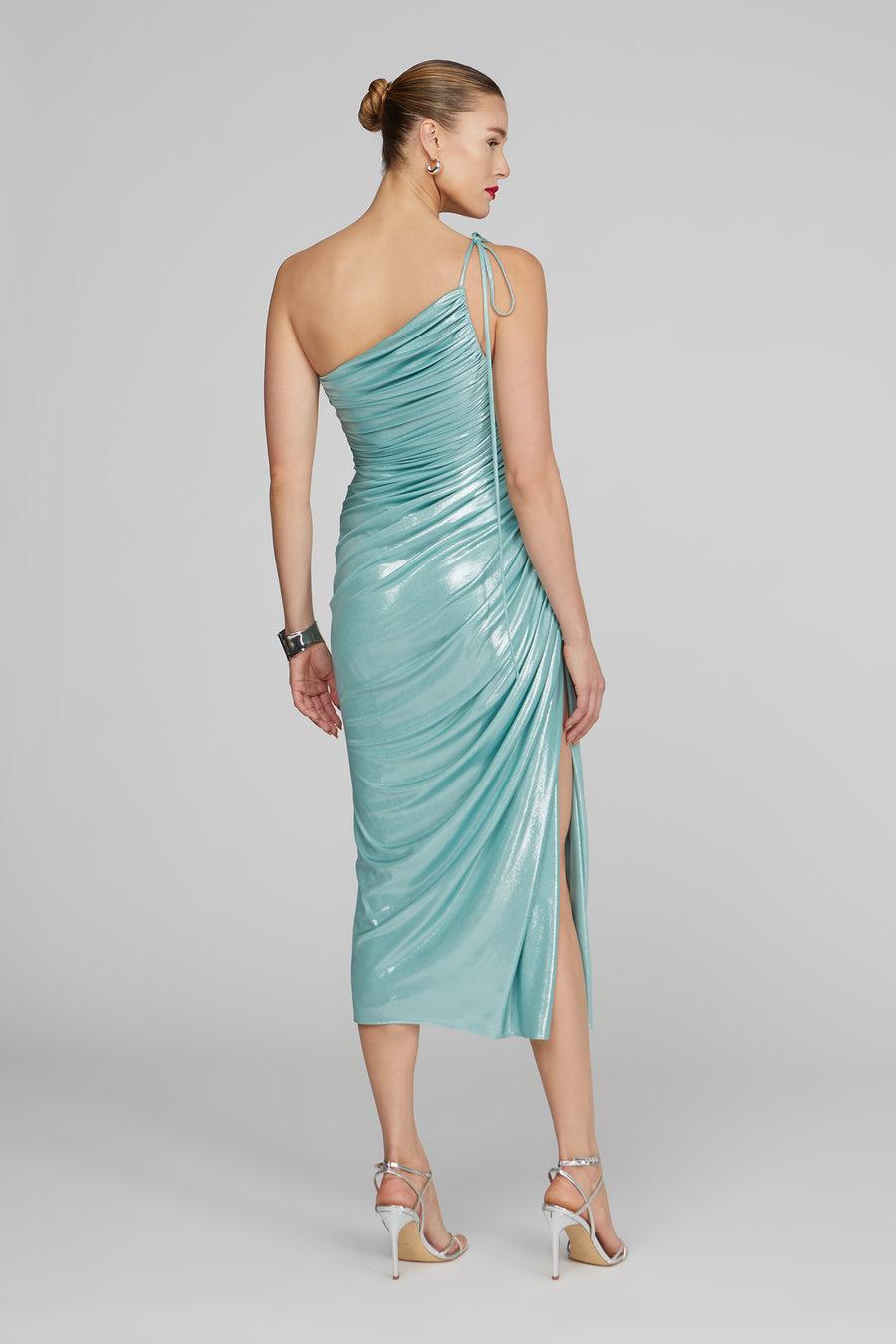 Halston Heritage Mona One Shoulder Midi Dress