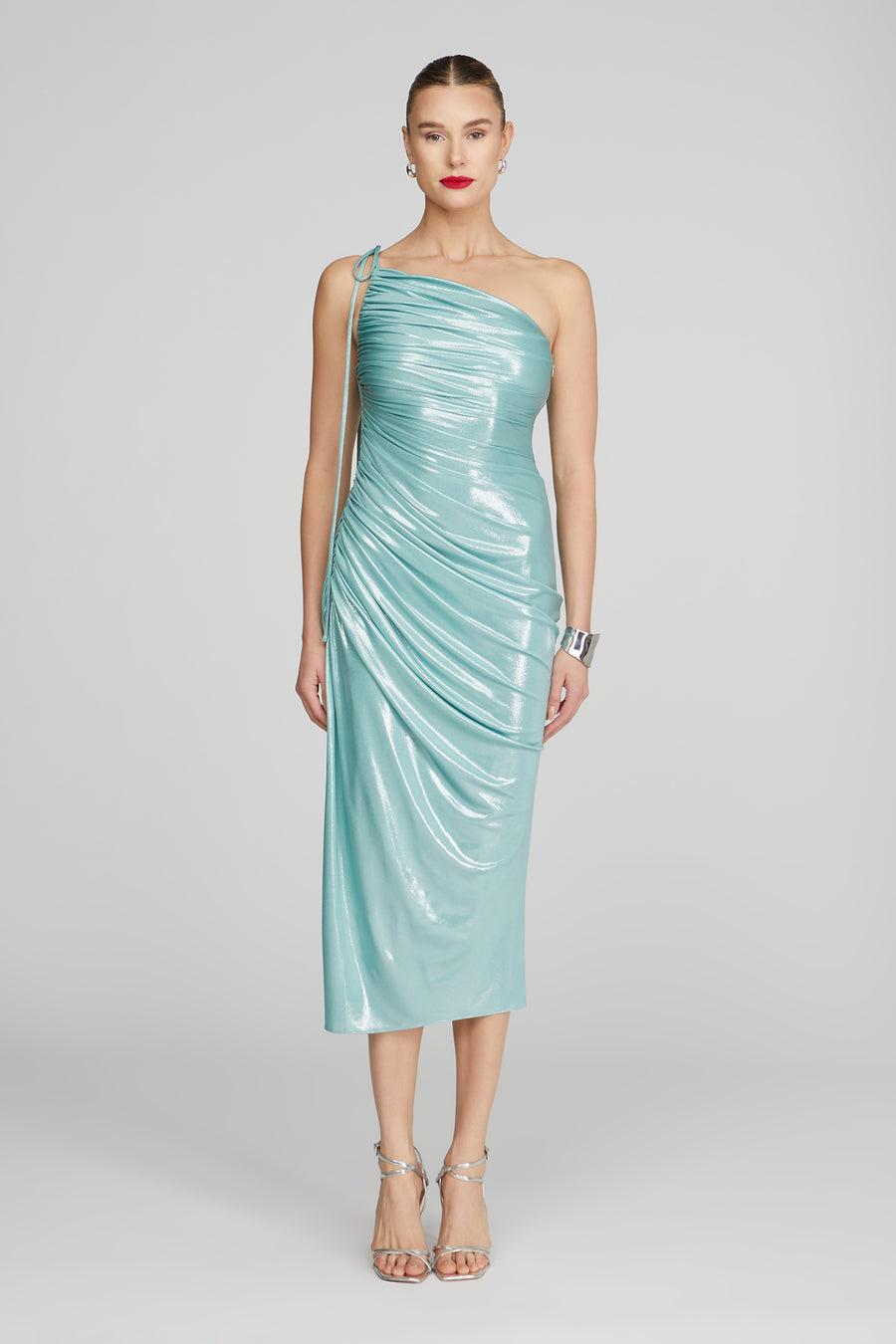 halston heritage Mona One Shoulder Midi Dress