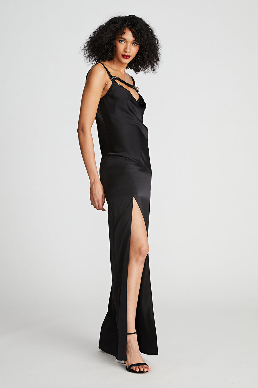 Halston Heritage Nomi Gown In Satin & Sequin