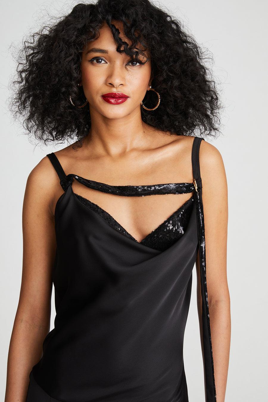 Halston Heritage Nomi Gown In Satin & Sequin